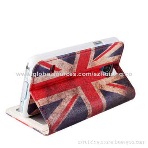 New 2-in-1 PU Leather Phone Case for Samsung Galaxy S5, with Flag Image and Stand Function